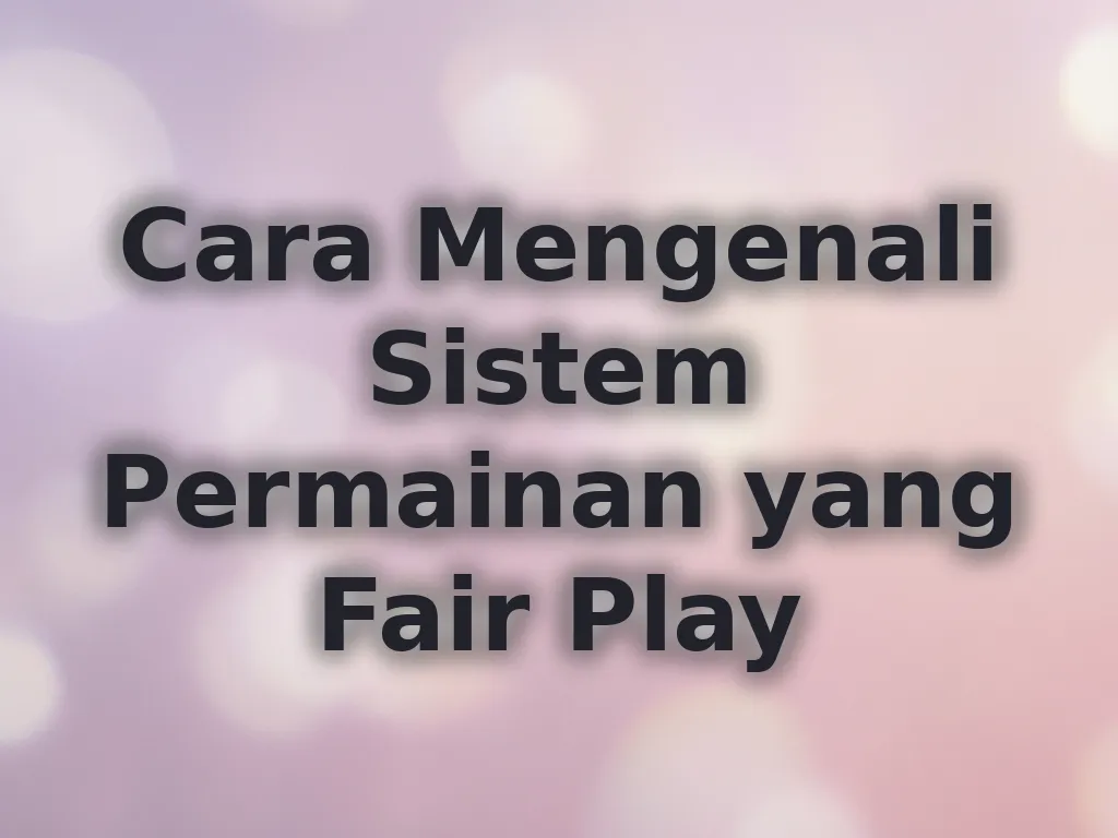 Cara Mengenali Sistem Permainan yang Fair Play